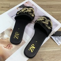 ZARA 골든 브레이드 플랫 샌들 슬리퍼