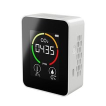 Air Quality Monitor Portable Carbon Dioxide Detector 3-in-1 CO2 Temperature Humidity Meter TVOC with, 02 White
