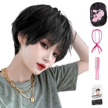 가발위드 단발 머리 숏 커트 통가발 루이다 +가발걸이1개+가발전용빗1개+가발망1개 세트상품, 네츄럴블랙