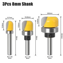 충전트리머 목공트리머 생크 볼 앰프 트레이 라우터 비트 직경 라운드 노즈 밀링 커터, 3pcs 8mm 생크