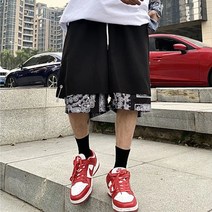 M-3XL 남성용 아메리칸 스트리트 캐슈 플라워 스티치 핀 브레스트 루즈한 올 매치 캐주얼 반바지37