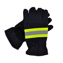 새로운 2021 내화 장갑 내마 모성 미끄럼 방지 검은 반사 벨트 소방 장갑 소방관 안전 보호 제품|Safety Gloves|, 1개, 단일