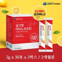 식물성 단백질아미노산 프로틴 파우더 스틱 60포 X 2개월분/순도100% 실크아미노산 누에고치 타우린 비타민C 함유 식약처인증제품, 2g