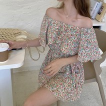 어깨밴딩 허리밴딩 편안한 착용 꽃무늬 숏 점프수트