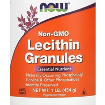NOW Foods 레시틴 과립 유전자 변형 성분 무함유 454g(1lb), 4541정
