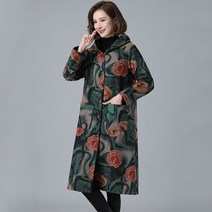 여성 트렌치코트 에스닉 벨벳 꽃무늬 캐주얼룩 코트 여자 간절기 코디 가을 겨울