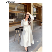 vsyoy 화이트 향기로운 스타일 드레스 연예인 스타일 멋진 드레스 하이 엔드 스타일 티 브레이크 탈출 공주 드레스 모리 스타일 첫사랑 드레스