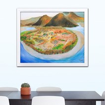 나봄갤러리 명당도(가을) 안동하회마을 풍수지리 배산임수, 2.심플 화이트 액자
