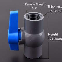1pc 회색 pvc 122quot 여성 스레드 볼 밸브 정원 농업 관개 물 공급 수족관 물 파이프 커넥터 피팅, 1개, 여성 1.5인치, 05 Female 1.5inch_01 1pc
