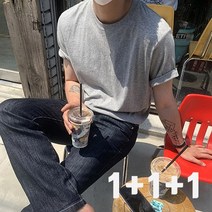 1+1+1 꾸준한 주문 미니멀 무지 반팔 기획 티셔츠 10color