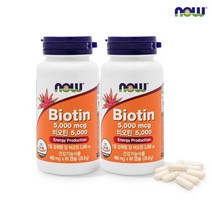 나우푸드 비오틴 5000mcg 60캡슐 2병 4개월분, 단일/상품