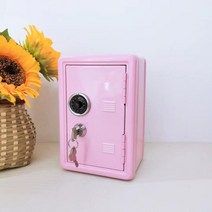 소형 금고 샤오미 미니 중고 통 중형 금전함 카운터 차량용 가정용 지폐보관함 돈통 백화점 스마트 내화 홈쇼핑 호텔, 단일사이즈, 핑크