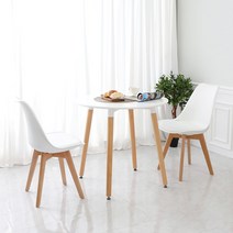 지엠퍼니처 식탁세트 컬렉션 + 2인용 4인용 화이트 원목 테이블 (식탁의자 선택), 04. 식탁 + 도도의자 2개, F. 비앙코 800 (WH 원형 화이트)