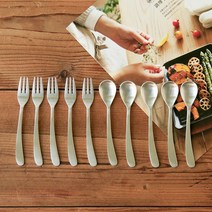 니코트 심플 티스푼포크세트, 실버, 10p (스푼 5p, 포크 5p)