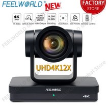 줌카메라 컴퓨터 PC 웹 화상 캠 카메라 Feelworld uhd4k12x ptz sdi hdmi usb ip 12x 광학 줌 4k 30fps 회 방송 라이브 스트리밍 교육, 없음