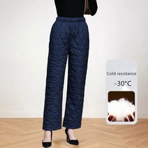 우모복 백패킹 우모 보온 패딩 다운 바지 여성 겨울 따뜻한 탄성 하이 웨이스트 코튼 퀼트 스트레이트 스트레이트 와이드 레그