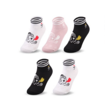까스텔바작 여성 논쿠션 단목 양말 5족 세트 CS5SK1011, 화이트2 블랙2 핑크1