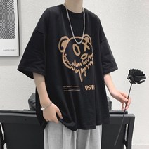 100% 순면 반팔 남방 티셔츠 ins 여름 루즈 하라주쿠 스타일 옷