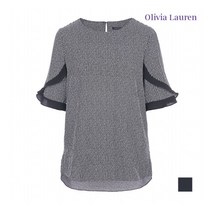 [올리비아로렌] 스트라이프 소매러플 블라우스_VOCNSVM6456