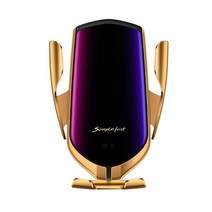 자동차 전화 홀더 iPhone XS 11 Pro 용 자동 클램핑 무선 충전기 삼성 샤오미 적외선 센서 자동차 브래킷 에어 벤트, 협동사, 노란색