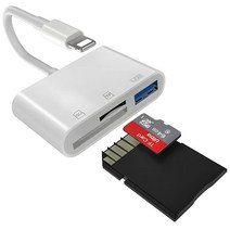 [애플 MFi 인증] 아이폰/아이패드용 SD 카드 리더기 라이트닝 SD/TF 카드 카메라 리더 어댑터 컨버터 아이폰 13/12/11/X/XS/XR/8/7 아이패드용 iOS 9