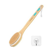 메테네하기 부드럽고 뻣뻣한 강모 Metene 샤워 브러시 습식 건식 브러싱 목욕 양면 롱 핸들 백 스크러버 바디 엑스폴리에이터, 1 Count (Pack of 1)