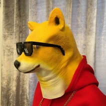 비보뉴 가면 2호 개머리커버 큐티말머리동물탈 소고릴라 허스키 개구석연회 개그쇼도구, 아 키 타 개 [선글라스 + 시가 + 골 드 체인]