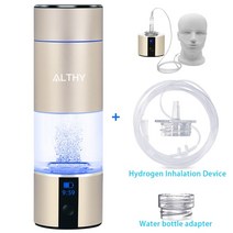 수소수 생성기 정수 알칼리 이온수 전해수기 althy h2-sup 6th 성능 수소가 풍부한 물 병 dupont spe+pem 이중 챔버 lonizer 컵 + h2 흡입 장치, 샴페인 골드
