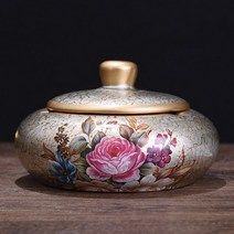 JINGHENG 가정용 사무실용 업소용 도자기 재떨이 빅사이즈 뚜껑 포함 주문 제작 가능+AGM731, T21-클래식한 골든로즈 스타일