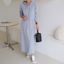하이데일리 슬릿 후드 롱원피스
