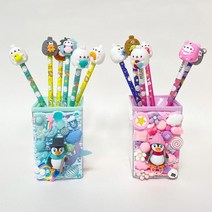 데코덴만들기 몰랑이 연필꽂이 몰랑이 연필6pcs세트, 몰랑연필꽂이연필세트 핑크