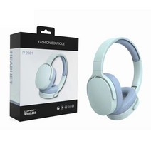 헤드폰 블루투스 오버 이어 스테레오 HIFI 헤드셋 무선 중저음 게임 이어폰 TF/AUX 음악 플레이어 마이크/라디오 선물용, Blue with Box
