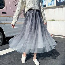 Momolatti 여성 그러데이션 밴딩 플리츠 주름치마 샤스커트