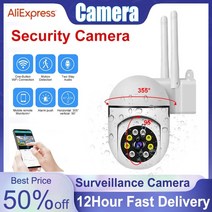 ptz wifi ip 카메라 오디오 cctv 감시 야외 4x 디지털 줌 밤 풀 컬러 무선 방수 h.265 오디오 보안, 2 카메라 128GB, au 플러그