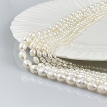 1-4-002 담수진주 못난이 오벌 [1줄 약35cm] 팔찌 목걸이만들기 DIY 재료