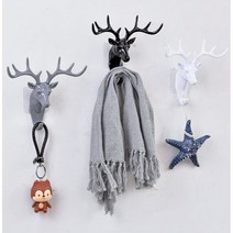 북유럽풍 사슴머리 벽행거 인테리어행거 예쁜벽걸이 헌팅트로피, (1+1할인)블랙+화이트