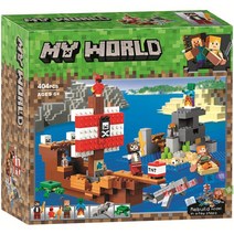 마인크래프트 습격 스티브와크리퍼 트레이딩포스트 크리퍼와오실롯 첫번째밤 토끼 뒤틀린숲 캐슬 돼지의집 알렉스&닭 트리하우스 레고 호환블록, 해적선 대모험(국산 1:1)