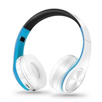 블루투스 MP3 레트로 감성 ayvvpii 무손실 플레이어 블루투스 헤드폰 마이크 무선 스테레오 헤드셋 음악 for iphone samsung xiaomi mp3 sports, 흰색 파란색