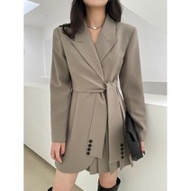 상견례옷차림 결혼식복장 하객룩 44사이즈 원피스 아나운서 긴팔 그레이 브라운 자켓형 미니