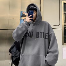 이유까까 남성용 SASUBTLE 오버핏 기모 후드티