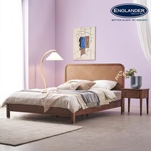 잉글랜더 메리미 헤링본 고무나무 원목 침대(Sweet Slumber 포켓 매트-Q), 월넛+매트(BG), 침대+매트