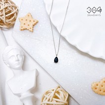364days 925실버 블랙 큐빅 목걸이 검정색 물방울목걸이 데일리목걸이 은목걸이 체인길이 선택가능