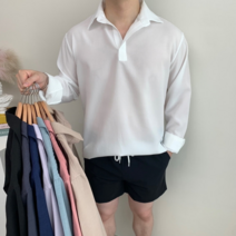 남자 베이직 린넨 셔츠 세미오버핏 바이블 반오픈 카라 여름 폴리 링클프리 남방