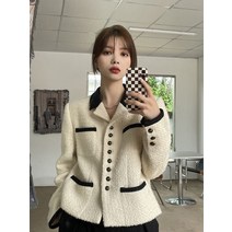 여성 트위드 자켓 여성용 기질 Ropa Mujer 빈티지 패션 튜닉 아웃웨어 오피스 레이디 루즈 코트 Y2k 의류