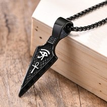 수중 작살 총 촉 V 고딕 바이킹 스피어 남자 목걸이 블랙 스테인레스 스틸 부족 화살표, 아이 pn-1423bs, 70cm
