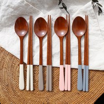 옻칠 나무 파스텔손잡이 어린이 수저세트 우드 숟가락 젓가락 원목, 파스텔손잡이 어린이 수저세트-핑크