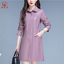 셀럽당 여자 코트 봄가을 가죽옷 패션 레더 트렌치코트 하프 pu 코트