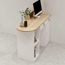 인포데스크 카운터 테이블 가게 매장 포스기 계산대, Q1좌측수납/올화이트/80x50x110cm