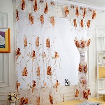 1 pcs 덩굴 잎 얇은 명주 그물 문 창 커튼 드레이프 패널 쉬어 스카프 valances 반투명 얇은 명주 그물 커튼 주방 커튼 장식
