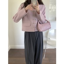 BANHANY 클레인 더블 단추 라운드 노카라 긴팔 자켓 3color